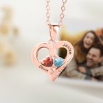 Personalisierte Double Heart Birthstones Halskette mit Namen Dainty Schmuck Valentinstag Jahrestag Geschenk für Paare Frauen Freundinnen