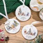 Personalized Classic Winnie the Pooh Theme Ceramic Christmas Ornament with Name Baby Shower First Christmas Gift for Newborns