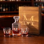 Personalized Engraved Initials Whiskey Decanter with Text Bar Accessory Birthday Gift for Whiskey Lovers