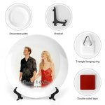 Personalized Watercolour Style Photo Decor Plate with Text and Date Home Decor Valentine's Day Housewarming Gift for Couple Family