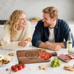 Personalized Wood Engraved Monogram Reversible Cheese Charcuterie Cutting Board with Grip Made in USA Bridal Shower Wedding Gift for Newlywed Couple