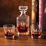 Personalized Engraved Initials Whiskey Decanter with Text Bar Accessory Birthday Gift for Whiskey Lovers