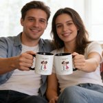 Personalized Watercolor Couple Multicolor 11/15 oz Ceramic Mug with Names and Coaster Valentine's Day Anniversary Wedding Gift for Couples