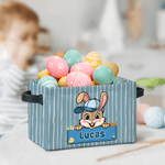 Personalisierte niedliche Ostern Hase gestreiften Design Name große Lagerung Korb mit Griff Ostern Geburtstag Geschenk für Kinder