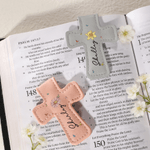 Personalized Butterfly Birth Flower Cross PU Leather Magnetic Bookmark Clip First Communion Baptism Back to School Gift for Christians