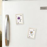 Personalised Crystal Birth Flower Postage Stamp Acrylic Fridge Magnet with Initials Home Decor Birthday Gift for Family Friend