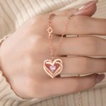 Personalisierte Birthstone Double-Heart-Halskette mit Namen Dainty Schmuck Jahrestag Valentinstag Geburtstag Geschenk für Frauen
