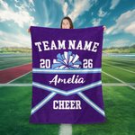 Personalised Multicolor Cheerleading Pompom Soft Throw Blanket with Name Year Home Decor Birthday Team Gift for Cheerleaders Coaches