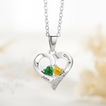 Personalisierte Double Heart Birthstones Halskette mit Namen Dainty Schmuck Valentinstag Jahrestag Geschenk für Paare Frauen Freundinnen