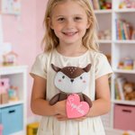 Personalized Heart Cute Deer Soft Stuffed Plush Toy with Name Valentine's Day Birthday Gift for Kids Toddlers
