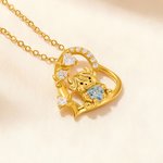 Personligt Highland Cow Heart Birthstone Hängsmycke Halsband Smycken Födelsedag Julklapp för kvinnor Highland Cow Lovers