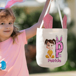 Personalized Easter Egg Cartoon Character Reusable Bunny Ear Easter Bucket Basket with Name and Initial Easter Party Favor Eggs Hunting Gift for Kids