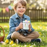 Personalized Cute Peter Rabbit Flower Butterfly Initial 12 oz Enamel Mug with Name and Year Birthday Easter Day Gift for Kids