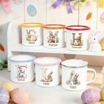 Personalised Cute Easter Bunny 12 oz Enamel Mug with Initial and Name Easter Party Gift for Kids