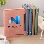 Cahier de notes en cuir PU personnalisé avec logo nom et slogan - Contient un stylo - Cadeau d'anniversaire pour les entreprises et les collègues