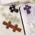 Personalized Butterfly Birth Flower Cross PU Leather Magnetic Bookmark Clip First Communion Baptism Back to School Gift for Christians