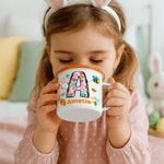 Personalized Cartoon Bunny Easter Eggs Initial 12 oz Enamel Mug with Name Daily Use Happy Easter Gift for Boys Girls