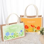 Personalised Watercolor Floral Large Capacity Jute Tote Bag with Name Daily Use Birthday Anniversary Gift for Women Family Friends