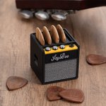 Personalized 3D Printing Retro Guitar Amp Shape Guitar Picks Holder Plectrum Storage Box with Name Birthday Gift for Musician Guitar Player