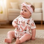 Personalized Sweet Cowgirl Bodysuit Swaddle Hat Headband Set with Name Soft Baby Girl Shower Photography Gift for Baby Newborn