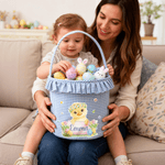 Henkilökohtainen söpö eläin ruudullinen pääsiäiskori nimi pääsiäismunat metsästys pääsiäispäivä lahja pojille tytöille