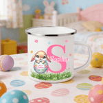 Personalized Multicolor Cute Animal Easter Egg 12 oz Rim Enamel Mug with Name and Initial Easter Party Gift for Boys Girls