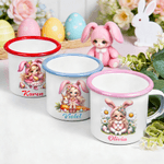 Taza esmaltada personalizada de 12 oz con el nombre de la conejita Belle Regalo de Pascua para niños