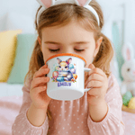 Personalisierte niedlichen Cartoon Bunny Osterei 12 oz Emaille Becher mit Namen täglichen Gebrauch Ostern Party Geschenk für Kinder Jungen Mädchen