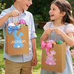 Personalisierte niedlichen Bogen Hase Kinder Ostern Geschenk Taschen mit Namen Ostern Party Geschenk für Jungen Mädchen