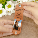 Personalizada herradura caballo foto multicolor PU llavero de cuero con texto grabado y el nombre de cumpleaños Aniversario regalo para el dueño del caballo amante