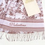 Personalized Toile De Jouy Floral Tassel Soft Warm Scarf with Initial and Name Winter Accessory Anniversary Birthday Gift for Women