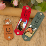 Personalizada herradura caballo foto multicolor PU llavero de cuero con texto grabado y el nombre de cumpleaños Aniversario regalo para el dueño del caballo amante