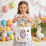 Henkilökohtainen pääsiäispupu Initial Canvas pääsiäiskori nimellä Egg Hunting tarvikkeet pääsiäislahja lapsille