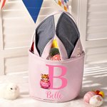 Gepersonaliseerde Multi-Color Leuke Dieren Konijn Oren Paasmand met Naam en Voorletter Dagelijks Gebruik Vakantiefeest Paasgeschenk voor Kinderen