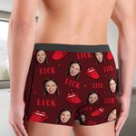 Personalized Face Photo Best Dick Red Lip Lick Men's Underwear Boxer Brief with Name Valentine's Day Anniversary Gift for Boyfriends