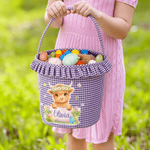 Henkilökohtainen söpö eläin ruudullinen pääsiäiskori nimi pääsiäismunat metsästys pääsiäispäivä lahja pojille tytöille