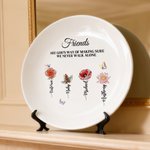 Personalized Crystal Birth Flower Ceramic Decorative Plate with Names and Text Daily Use Birthday Gift for Family Friends