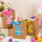 Personalisierte niedlichen Bogen Hase Kinder Ostern Geschenk Taschen mit Namen Ostern Party Geschenk für Jungen Mädchen