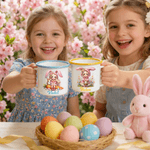 Taza esmaltada personalizada de 12 oz con el nombre de la conejita Belle Regalo de Pascua para niños