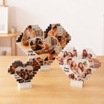 Gepersonaliseerde foto's Collage Hartvormige Bouwsteen Puzzels met Naam Home Decor Verjaardag Verjaardagscadeau voor familie vrienden