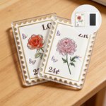 Personalised Crystal Birth Flower Postage Stamp Acrylic Fridge Magnet with Initials Home Decor Birthday Gift for Family Friend