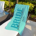 Personlig brud brudgum snabbtorkande överdimensionerad mikrofiber strandhandduk med text och datum Bachelor Bachelorette Party present till brud brudgum