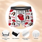 Personalized Face Photo Best Dick Red Lip Lick Men's Underwear Boxer Brief with Name Valentine's Day Anniversary Gift for Boyfriends