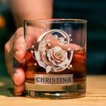 Personalisiertes 300ml Whiskey Glas im Barocken Viktorianischen Design mit Initiale Namen Valentinstag Jahrestag Geschenke für Paar Whiskey-Liebhaber