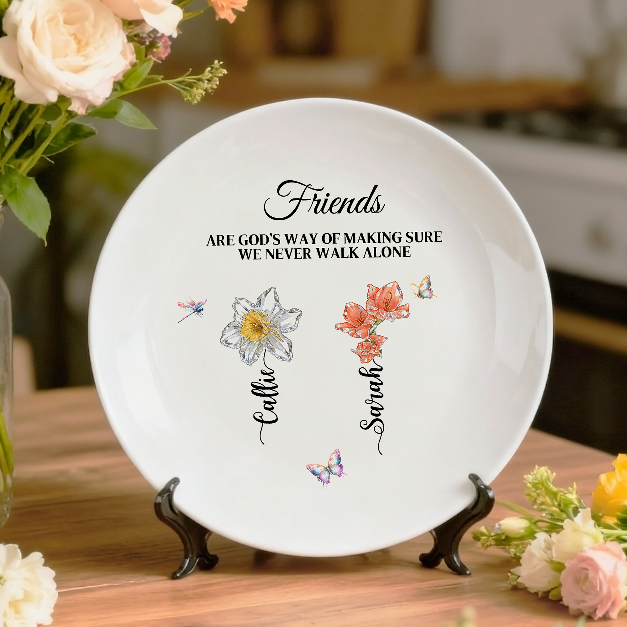 Assiette décorative personnalisée en céramique avec noms et textes Cadeau d'anniversaire pour la famille et les amis