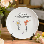 Personalized Crystal Birth Flower Ceramic Decorative Plate with Names and Text Daily Use Birthday Gift for Family Friends