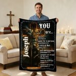 Personalised Christian Cross Bible Verse Soft Throw Blanket with Name Birthday Christian Gift for Men