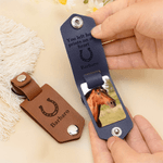 Personalizada herradura caballo foto multicolor PU llavero de cuero con texto grabado y el nombre de cumpleaños Aniversario regalo para el dueño del caballo amante