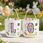 Henkilökohtainen pääsiäispupu Initial Canvas pääsiäiskori nimellä Egg Hunting tarvikkeet pääsiäislahja lapsille