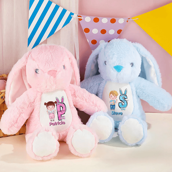 Peluche lapin de Pâques personnalisée avec initiale et nom Cadeau de Pâques pour nouveau-nés enfants